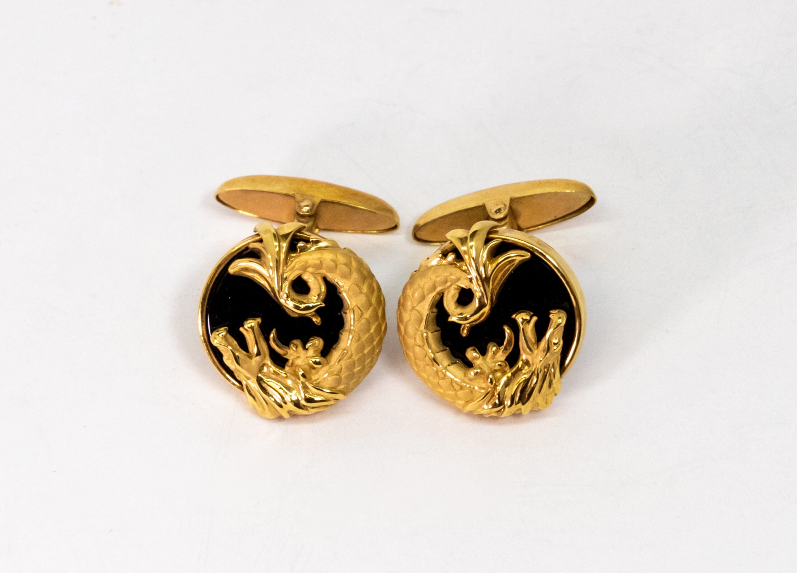 Carrera Y Carrera Circles of Fire 18K Yellow Gold and Onyx Cufflinks