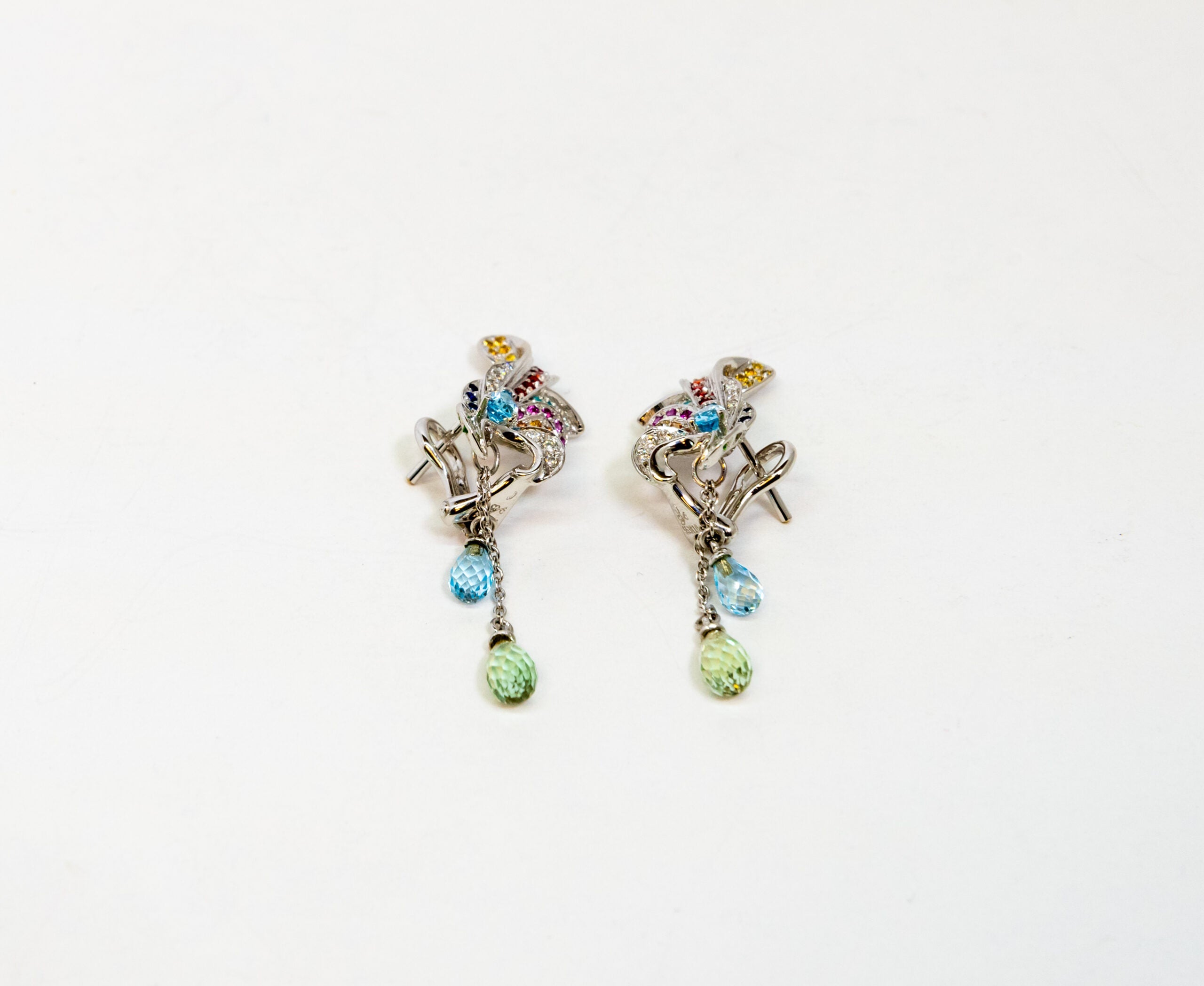 Carrera Y Carrera Hoja Seca 18K White Gold & Sapphires Earring