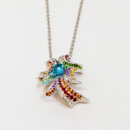 Carrera Y Carrera Hoja Seca 18K White Gold & Sapphire Pendant