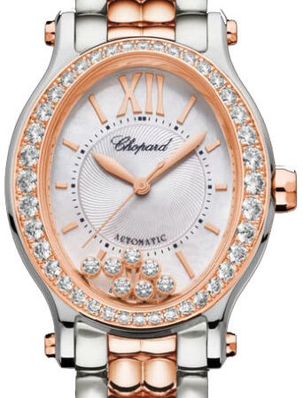 Chopard Happy Sport Oval Stainless Steel and 18K Rose Gold& Diamonds Ladies Watch