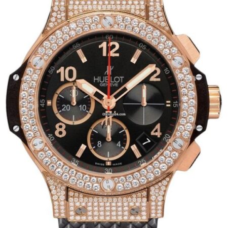 Hublot Big Bang 41mm Diamonds 18K Rose Gold Black Rubber Unisex Watch