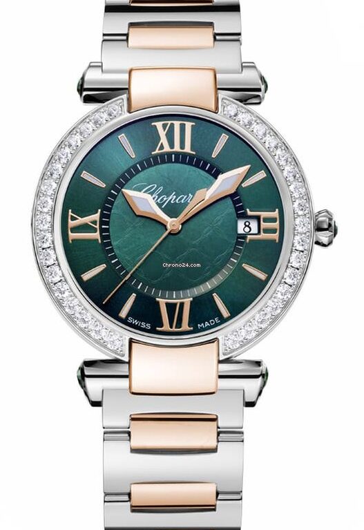 Chopard Imperiale 18K Rose Gold, Stainless Steel, Green Tourmalines & Diamonds Ladies Watch