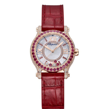 Chopard Happy Sport Ethical 18K Rose Gold & Diamonds & Rubies Ladies Watch