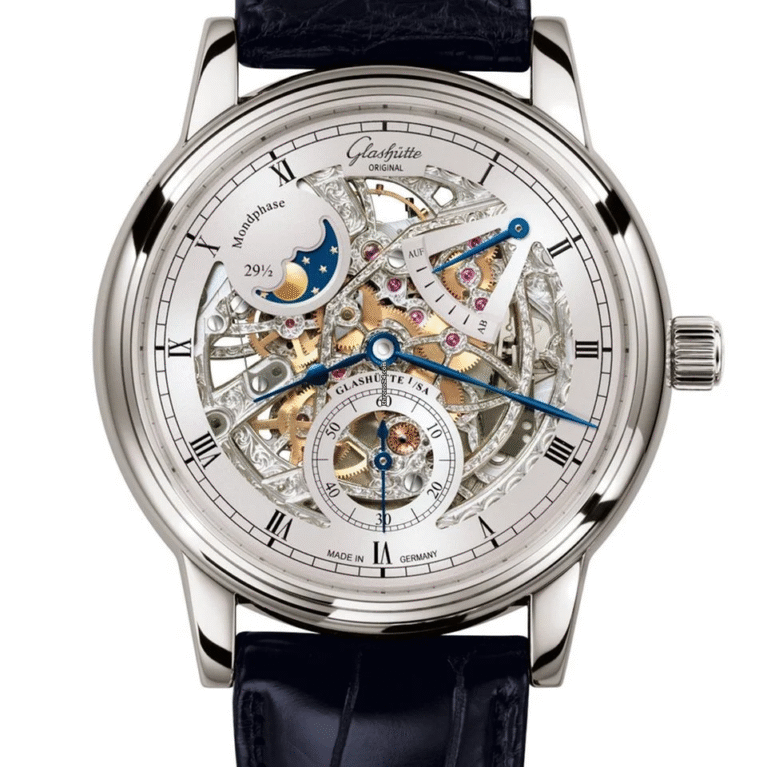 Glashutte Original Senator Moon Phase Skeletonized Edition White Gold Men's Watch