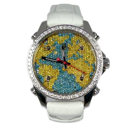 Jacob & Co Five Time Zone Stainless Steel and White Diamonds Watch