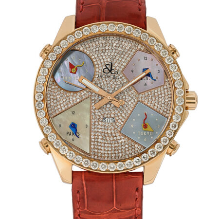 Jacob & Co Five Time Zone 18K Rose Gold & Diamonds Unisex Watch