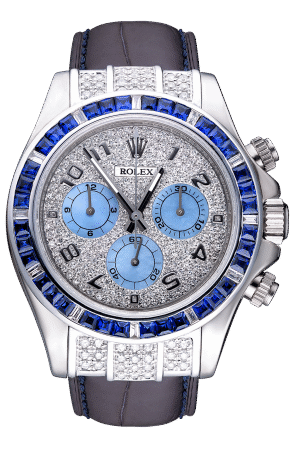 Rolex Cosmograph Daytona 18K White Gold & Diamonds & Sapphires Ladies Watch