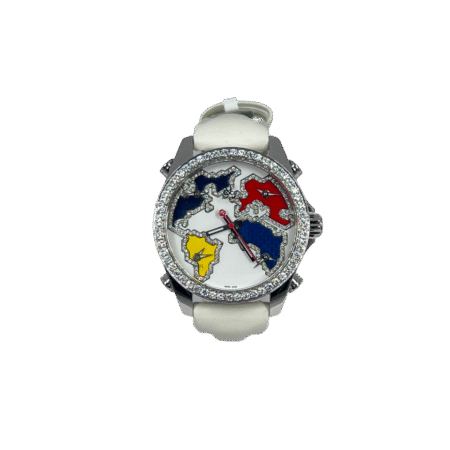 Jacob & Co Five Time Zone Stainless Steel and White Diamonds Watch