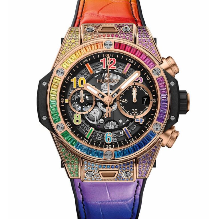 Hublot Big Bang Chronograph 18K King Gold & Colored Gemstones Man's Watch