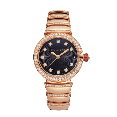 Bvlgari Lvcea Black 18K Rose Gold & Diamonds Ladies Watch