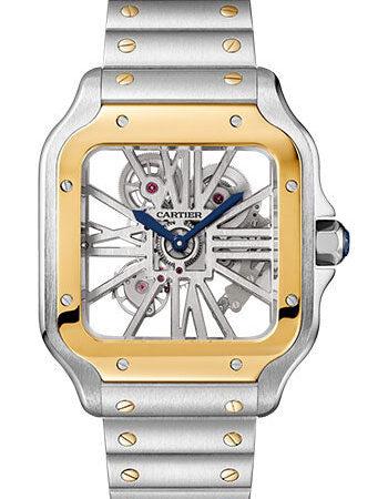 Cartier Santos De Cartier Skeleton Stainless steel & 18K Yellow Gold Men's Watch