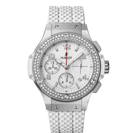 Hublot Big Bang 41mm Steel Diamonds Rubber White Ladies Watch