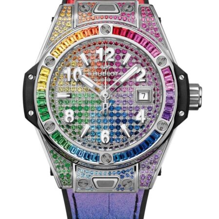 Hublot Big Bang 18K White Gold &  Stainless Steel & Colored Gemstones Ladies Watch