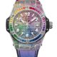 Hublot Big Bang 18K White Gold &  Stainless Steel & Colored Gemstones Ladies Watch
