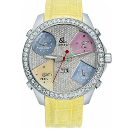 Jacob & Co Five Time Zone - 47mm Stainless Steel Diamonds Unisex Watch