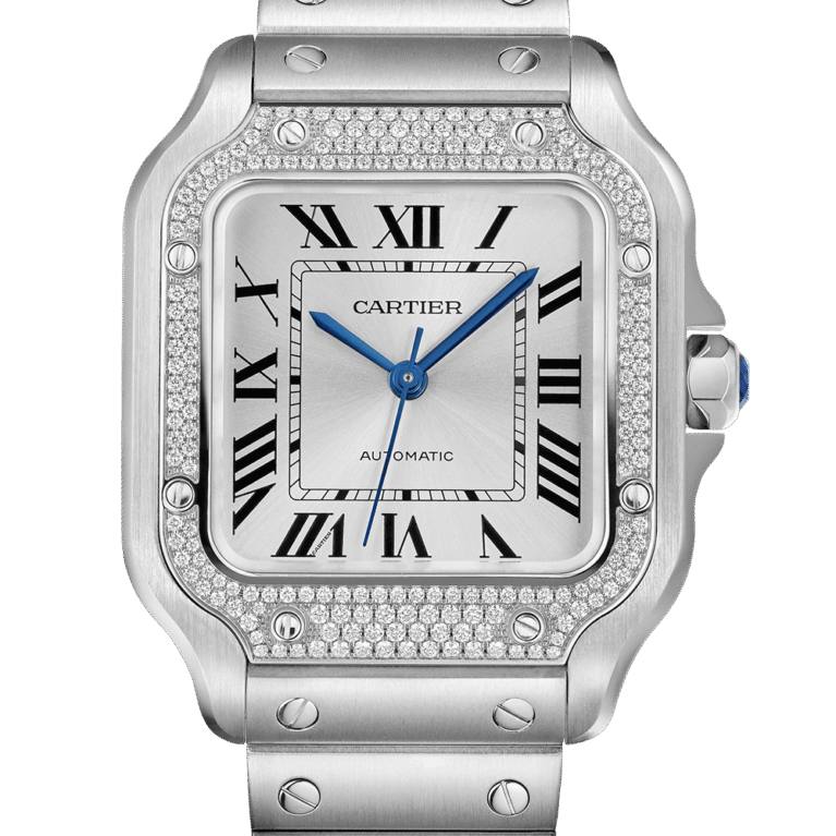 Cartier Santos Stainless Steel & Diamonds Unisex Watch