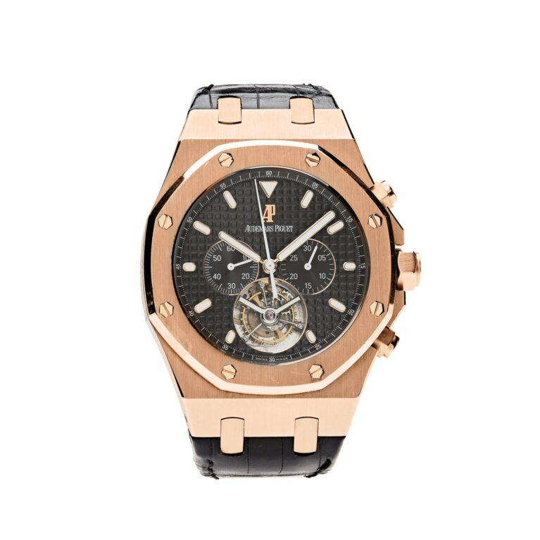 Audemars Piguet Royal Oak 25977OR.OO.D002CR.01 Chronograph 'Tourbillon' Rose Gold Black Dial