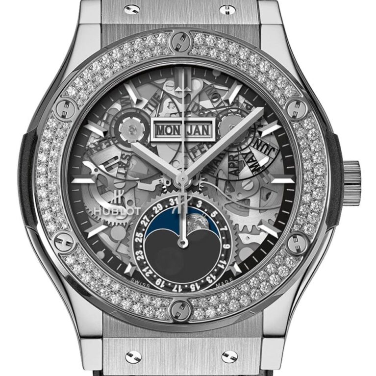 Hublot Classic Fusion 42mm Moonphase Titanium & Diamonds Unisex Watch
