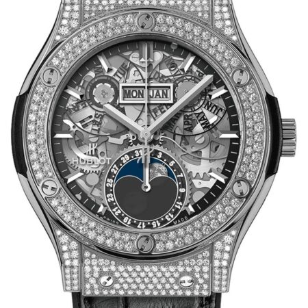 Hublot Classic Fusion 42mm Moonphase Titanium & Diamonds Unisex Watch