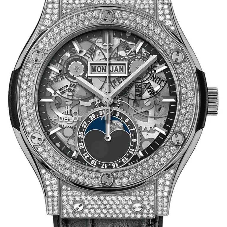 Hublot Classic Fusion 42mm Moonphase Titanium & Diamonds Unisex Watch