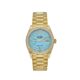 Rolex Day-Date 128348RBR Yellow Gold Diamond Bezel Turquoise Diamond Dial