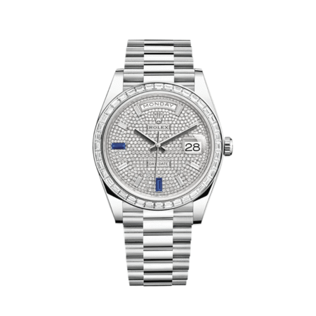 Rolex Day-Date 228396TBR Platinum Diamond Bezel Diamond-Paved Dial (2023)