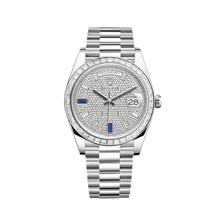Rolex Day-Date 228396TBR Platinum Diamond Bezel Diamond-Paved Dial (2023)