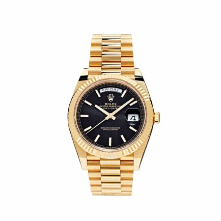 Rolex Day-Date 228238 Yellow Gold Black Diagonal Motif Dial
