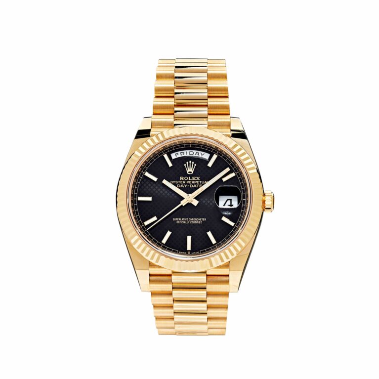 Rolex Day-Date 228238 Yellow Gold Black Diagonal Motif Dial