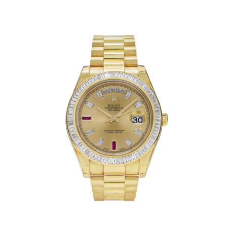 Rolex Day-Date 218398 President Yellow Gold Champagne Dial Diamond Bezel