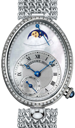 Breguet Reine De Naples Moon Phase 18K White Gold & Diamonds Ladies Watch