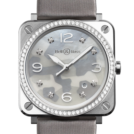 Bell & Ross Instruments BR S Grey Comouflage, Diamonds & Steel Ladies Watch