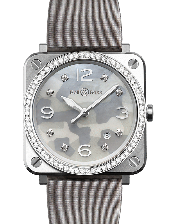 Bell & Ross Instruments BR S Grey Comouflage, Diamonds & Steel Ladies Watch