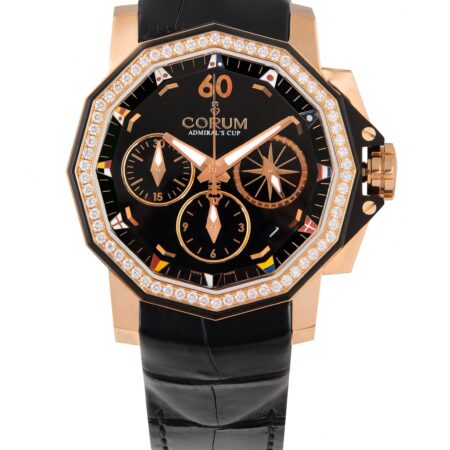 Corum Admirals Chronograph 18K Rose Gold & Ceramic & Diamonds Lady's Watch