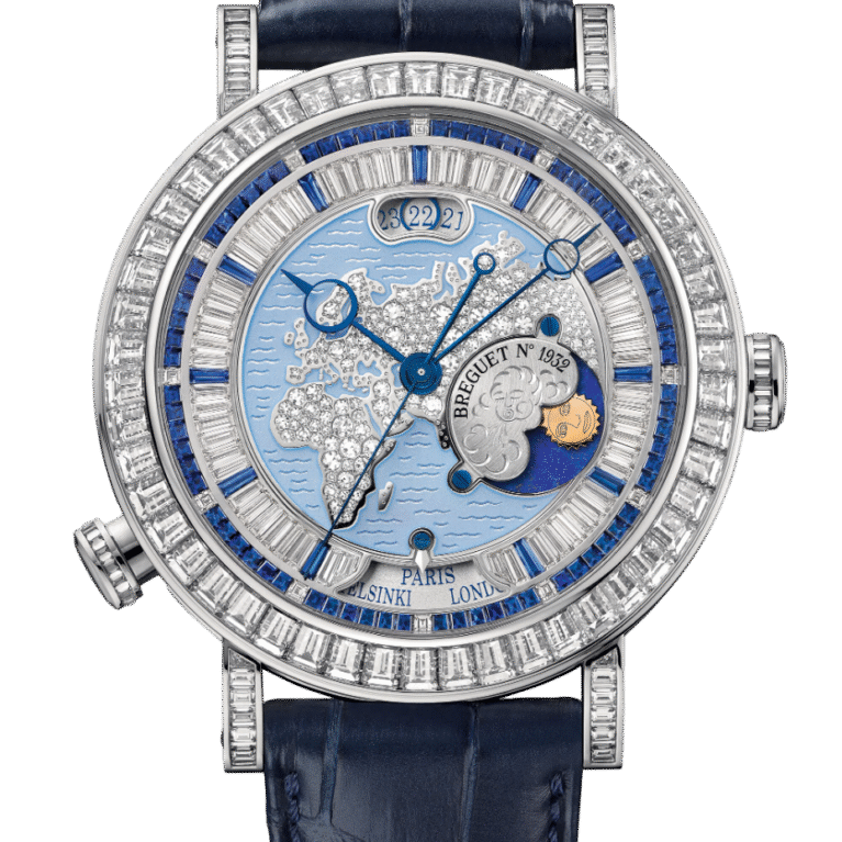 Breguet Classique “Hora Mundi” Europe-Oceania Platinum & Diamonds & Sapphires Men's Watch