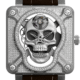 Bell & Ross Instruments BR 01 Laughing Skull Full Stainless Steel & Diamond Mens Watch