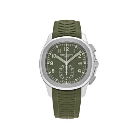 Patek Philippe Aquanaut 5968G-010 Chronograph White Gold Khaki Green Dial Uncut strap (2024)