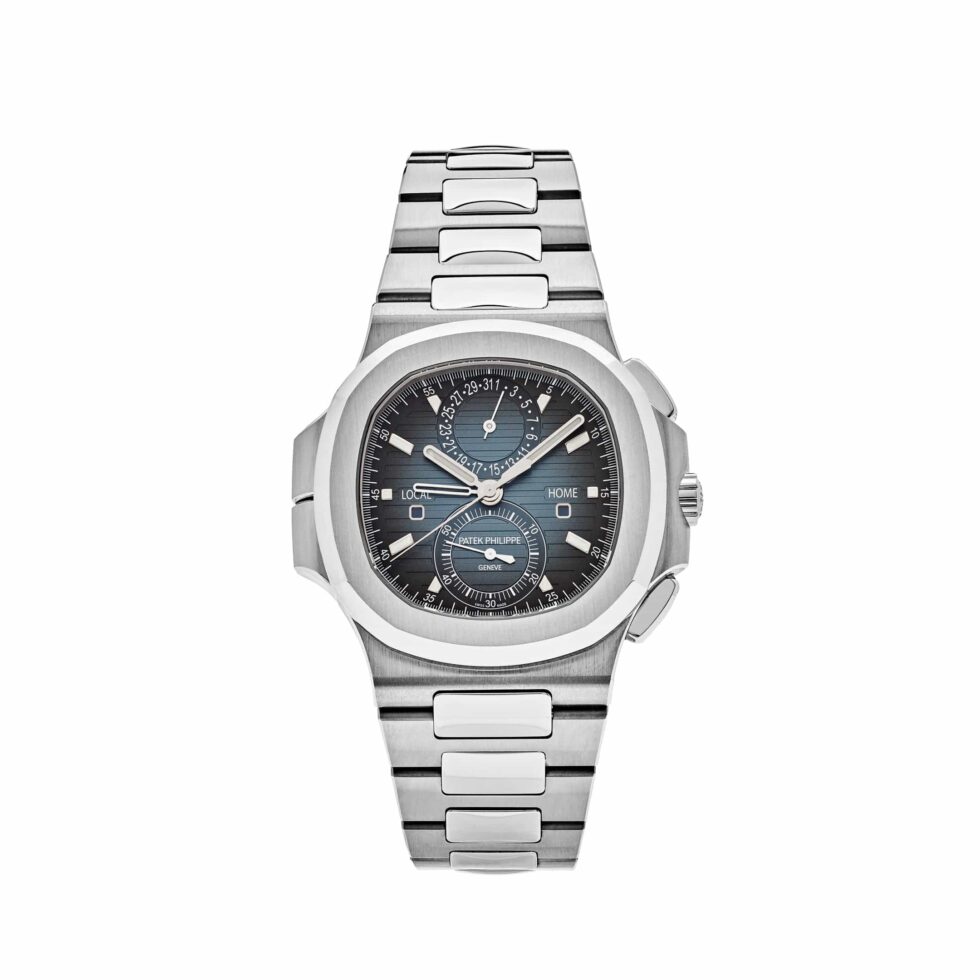 Patek Philippe Nautilus Travel Time’ Flyback Chronograph Stainless Steel Blue Dial